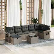 Garden Sofa Set with Cushions Modular Sofa 8 Piece Grey Poly Rattan - Modern Comfort