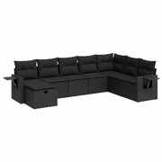 Comfort and Style Garden Sofa Set with Cushions Modular Sofa 8 Piece Black Poly Rattan