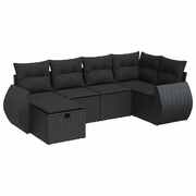 Spacious & Stylish Garden Sofa Set with Cushions Modular Sofa 6 Piece Black Poly Rattan