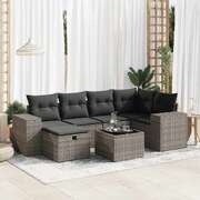 7 Piece Garden Sofa Set with Cushions Grey - Outdoor Luxury