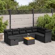 Garden Sofa Set with Cushions Modular Sofa 9 Piece Black Poly Rattan - Stylish & Versatile