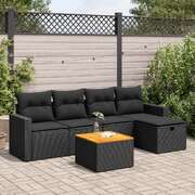 Garden Sofa Set with Cushions Modular Sofa 6 Piece Black Poly Rattan - Relax in Style