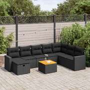 Garden Sofa Set with Cushions Modular Sofa 9 Piece Black Poly Rattan - Comfortable