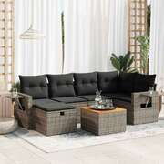 Garden Sofa Set with Cushions Modular Sofa 7-Pcs Grey Poly Rattan - Modern Comfort