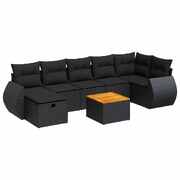 Comfort & Style 8 Piece Garden Sofa Set with Cushions Black Poly Rattan