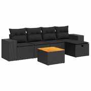 Luxurious - Garden Sofa Set with Cushions Modular Sofa 6 Piece Black Poly Rattan