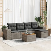 Garden Sofa Set with Cushions Modular Sofa 6 Pcs Grey Poly Rattan - Stylish