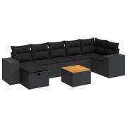 8 Piece Garden Sofa Set with Cushions Black Poly Rattan Comfort & Style