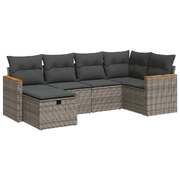 6 Piece Garden Sofa Set with Cushions Grey  - Durable