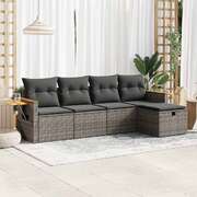 5 Piece Garden Sofa Set with Cushions Poly Rattan - Outdoor Luxury