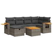 Garden Sofa Set with Cushions Modular Sofa 7 Pcs Grey Poly Rattan - Comfortable