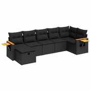 Stylish Garden Sofa Set with Cushions Modular Sofa 7 Piece Black Poly Rattan