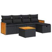 Garden Sofa Set with Cushions Modular Sofa 6 Piece - Black Poly Rattan