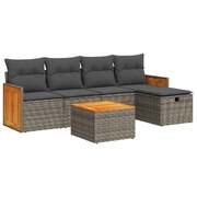 Garden Sofa Set with Cushions Modular Sofa 6 Piece Grey - Poly Rattan