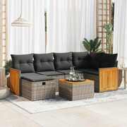 Garden Sofa Set with Cushions Modular Sofa 7 Piece Grey Poly Rattan Stylish