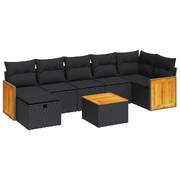 Versatile Garden Sofa Set with Cushions Modular Sofa 8 Piece Black Poly Rattan