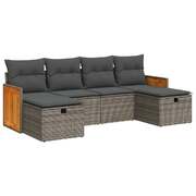 Comfort & Style Garden Sofa Set with Cushions Modular Sofa 6 Piece Grey Poly Rattan