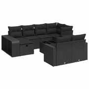 Versatile Garden Sofa Set with Cushions Modular Sofa 11 Piece Black Poly Rattan