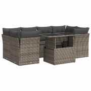 Garden Sofa Set with Cushions Modular Sofa 7 Piece Grey Poly Rattan - Stylish Comfort