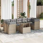 Garden Sofa Set with Cushions Modular Sofa 8 Pcs Beige Poly Rattan - Stylish Comfort