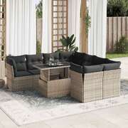 Garden Sofa Set with Cushions Modular Sofa 9 Piece Grey Poly Rattan - Comfort & Style