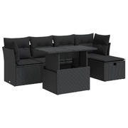 Garden Sofa Set with Cushions Modular Sofa 6 Piece Black Poly Rattan