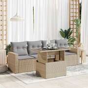 Garden Sofa Set with Cushions Modular Sofa 5 Piece Beige Poly Rattan - Versatile and Stylish