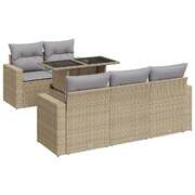 Stylish Garden Sofa Set with Cushions Modular Sofa 6 Piece Beige Poly Rattan