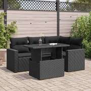 Garden Sofa Set with Cushions Modular Sofa 5 Piece Black Poly Rattan  - Relax in Style