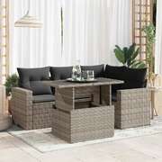 Garden Sofa Set with Cushions Modular Sofa 5 Piece Grey Poly Rattan - Versatile and Stylish