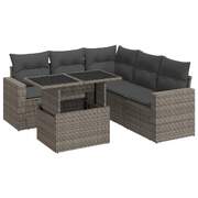 Garden Sofa Set with Cushions Modular Sofa 6 Piece Grey Poly Rattan - Outdoor Relaxation