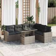 7 Piece Garden Sofa Set with Cushions Poly Rattan - Sleek & Functional