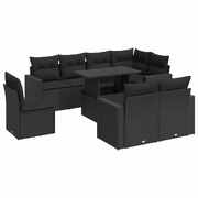 Elegant Garden Sofa Set with Cushions Modular Sofa 9 Piece Black Poly Rattan 