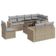 Garden Sofa Set with Cushions Modular Sofa 9 Piece Beige - Poly Rattan