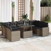 Garden Sofa Set with Cushions Modular Sofa 10 Piece Grey Poly Rattan - Outdoor Relaxation