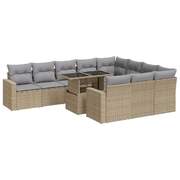 11 Piece Garden Sofa Set with Cushions Beige Poly Rattan - Sleek & Functional