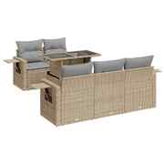 6 Piece Garden Sofa Set with Cushions Beige Poly Rattan  - Comfy & Chic