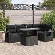 Stylish 6 Piece Garden Sofa Set with Cushions in Black Poly Rattan for Ultimate Comfort