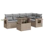 Garden Sofa Set with Cushions Modular Sofa 6 Piece Beige Poly Rattan - Relax Outdoors