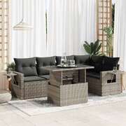 Garden Sofa Set with Cushions Modular Sofa 6 Piece Grey Poly Rattan - Modern Comfort