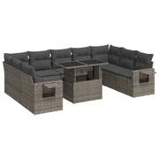 Garden Sofa Set with Cushions Modular Sofa 10 Piece Grey Poly Rattan - Stylish Comfort