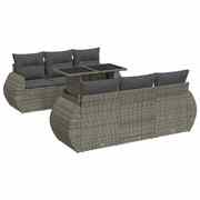 Stylish Garden Sofa Set with Cushions Modular Sofa 7 Piece Grey Poly Rattan