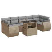 Garden Sofa Set with Cushions Modular Sofa 8 Piece Beige Poly Rattan 