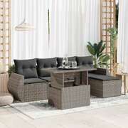 Garden Sofa Set with Cushions Modular Sofa 6 Pcs Grey Poly Rattan - Stylish & Durable