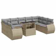 10 Piece Garden Sofa Set with Cushions Beige Poly Rattan - Comfy & Chic