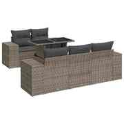 Modern 6 Piece Garden Sofa Set with Cushions Grey Poly Rattan