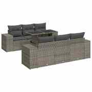 Sleek and Comfortable 7 Piece Garden Sofa Set with Cushions Grey Poly Rattan