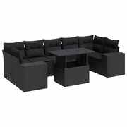 8 Piece Garden Sofa Set with Cushions Black Poly Rattan - Perfect Outdoor Comfort