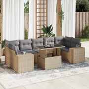 Versatile 8 Piece Garden Sofa Set with Cushions Beige Poly Rattan