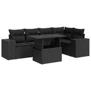 6 Piece Garden Sofa Set with Cushions Black Poly Rattan - Comfy & Chic